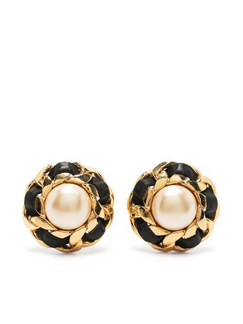 chanel pearl post earrings|pre owned chanel earrings.